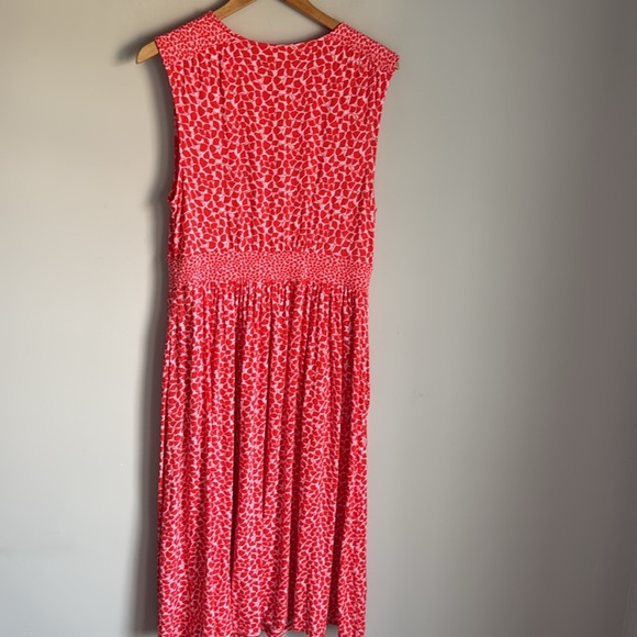 Boden Thea Sleeveless Midi Dress Poppy Red, Botanic Sprig - Picture 3 of 13